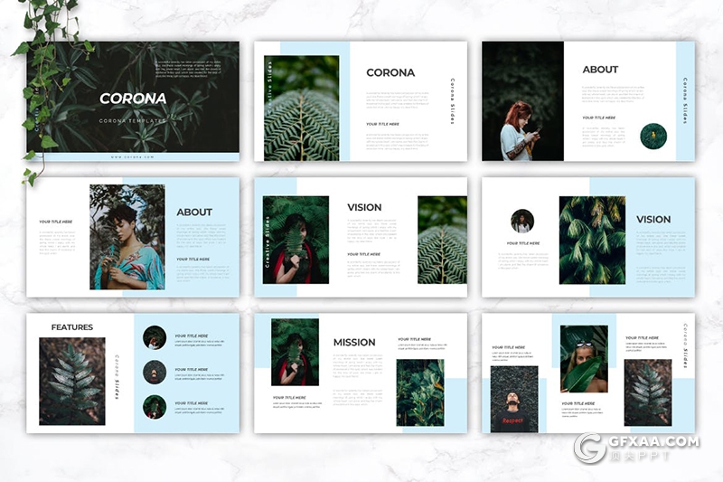 30页时尚简约风格国外多用途Google slides模板5种配色 - 顶尖PPT