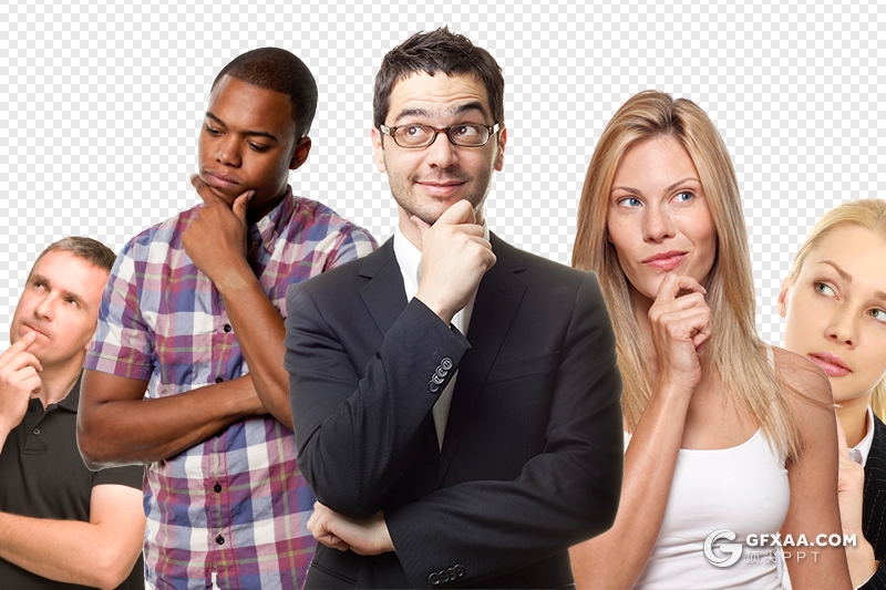 61张PNG透明独立思考的男人女人图片商务人物素材 - 顶尖PPT
