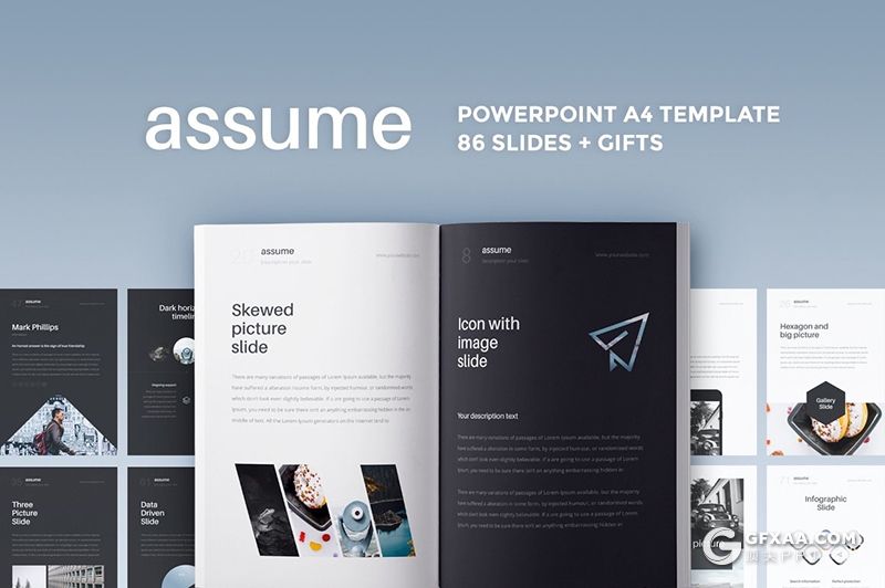 84页国外简约文艺风格A4尺寸Google slides画册模板 - 顶尖PPT