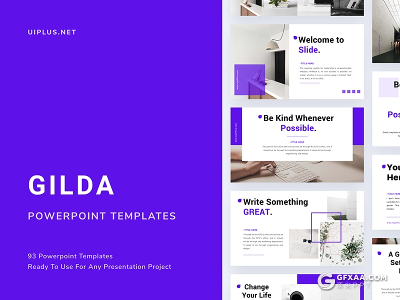 93页团队介绍公司简介紫色国外PPT模板 - 顶尖PPT