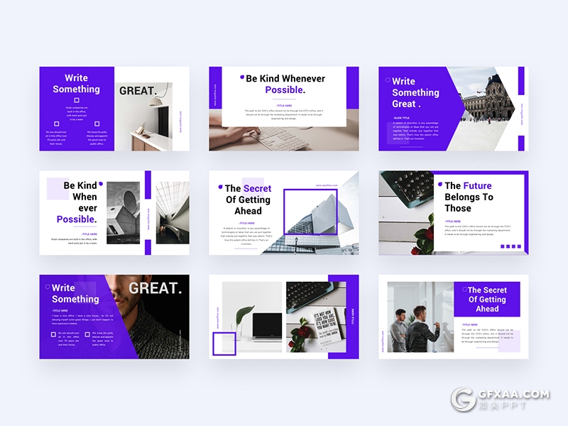 93页团队介绍公司简介紫色国外PPT模板 - 顶尖PPT