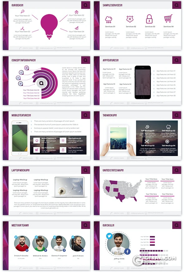 56页紫色国外商务风格工作汇报通用PPT模板 - 顶尖PPT