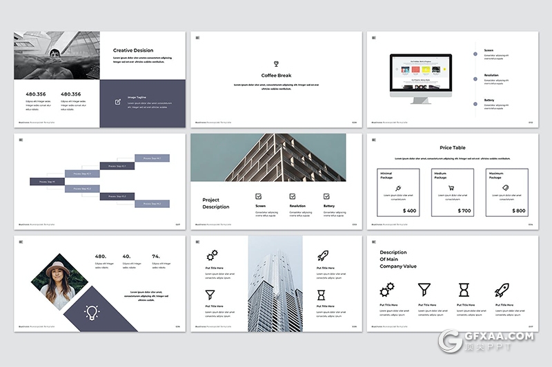 50页扁平化国外商务风格PPT模板 - 顶尖PPT