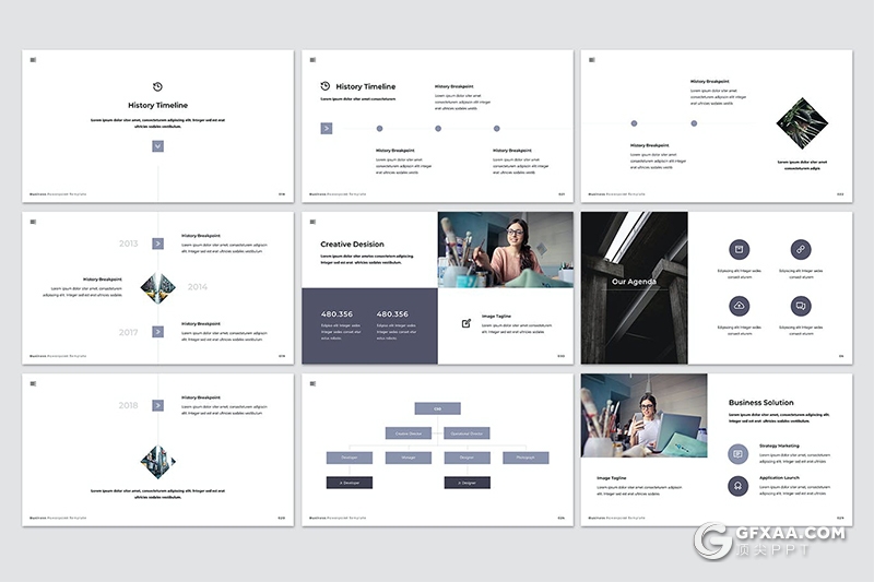 50页扁平化国外商务风格PPT模板 - 顶尖PPT
