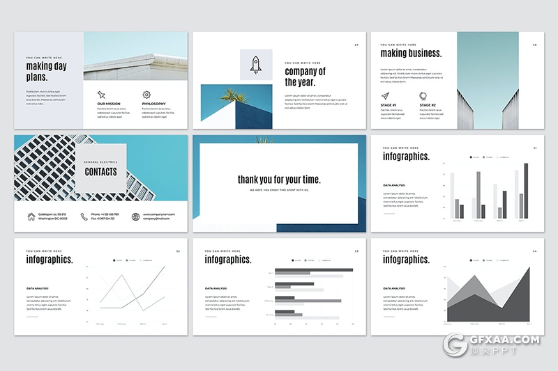60页国外简约设计风格多用途PPT模板 - 顶尖PPT