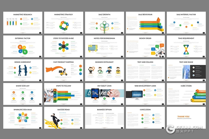 100页商务创意图形卡通人物插画年中总结PPT模板 - 顶尖PPT