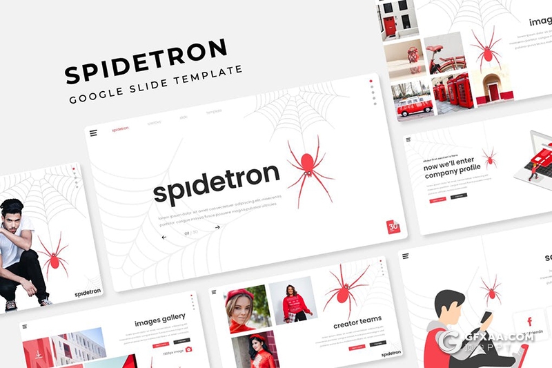 30页蜘蛛侠介绍蜘蛛种类分布数据分析Google slides模板5种配色 - 顶尖PPT