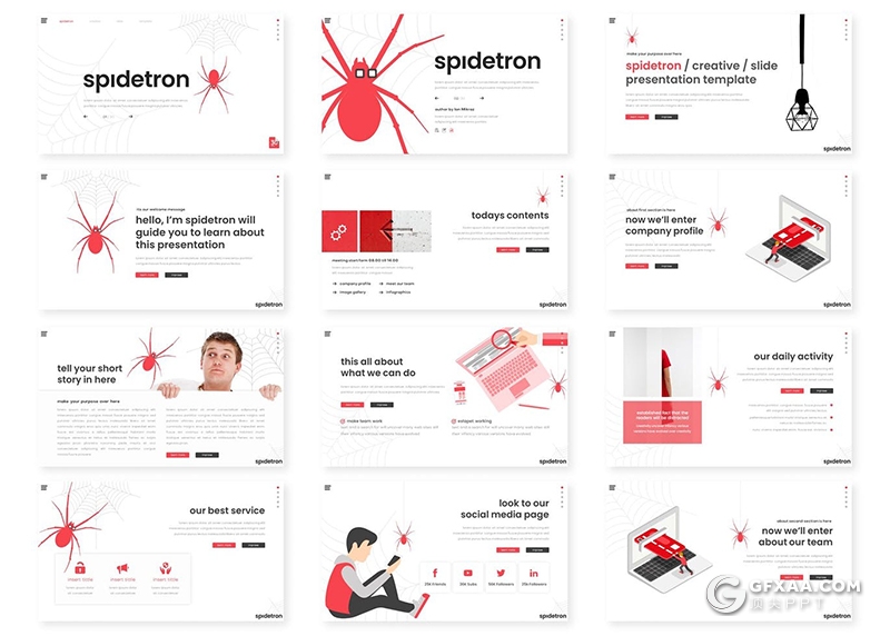 30页蜘蛛侠介绍蜘蛛种类分布数据分析keynote模板5种配色 - 顶尖PPT