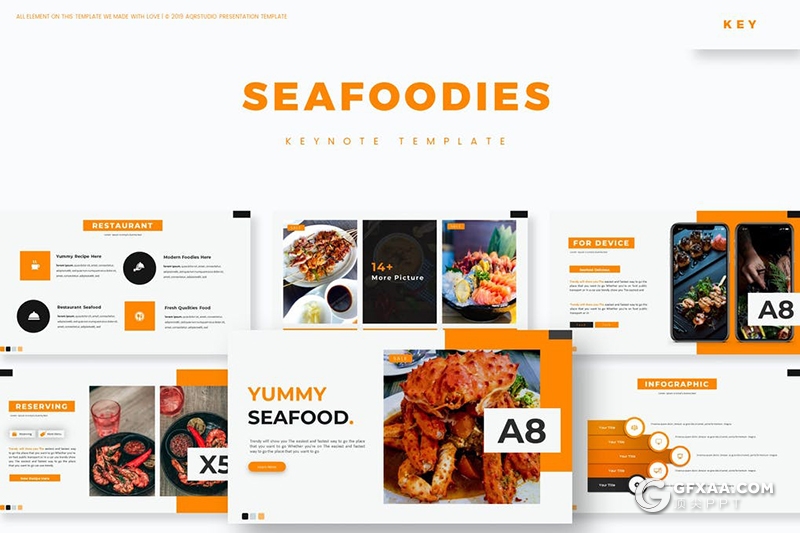 30页餐饮美食介绍展示keynote模板5种配色 - 顶尖PPT