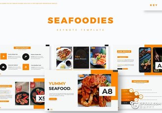 30页餐饮美食介绍展示keynote模板5种配色 - 顶尖PPT