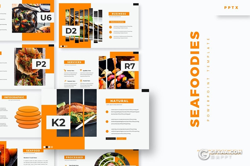 30页餐饮美食介绍展示PPT模板5种配色 - 顶尖PPT