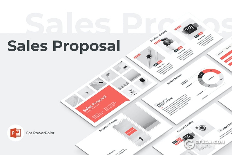 32页红色扁平化产品展示国外PPT模板 - 顶尖PPT