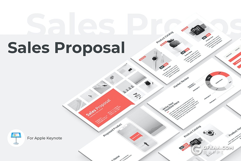 32页红色扁平化产品展示国外keynote模板 - 顶尖PPT
