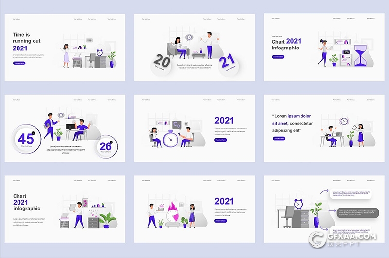 45页卡通商业插画ppt动画人物场景模板 - 顶尖PPT