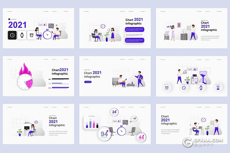 45页卡通商业插画ppt动画人物场景模板 - 顶尖PPT