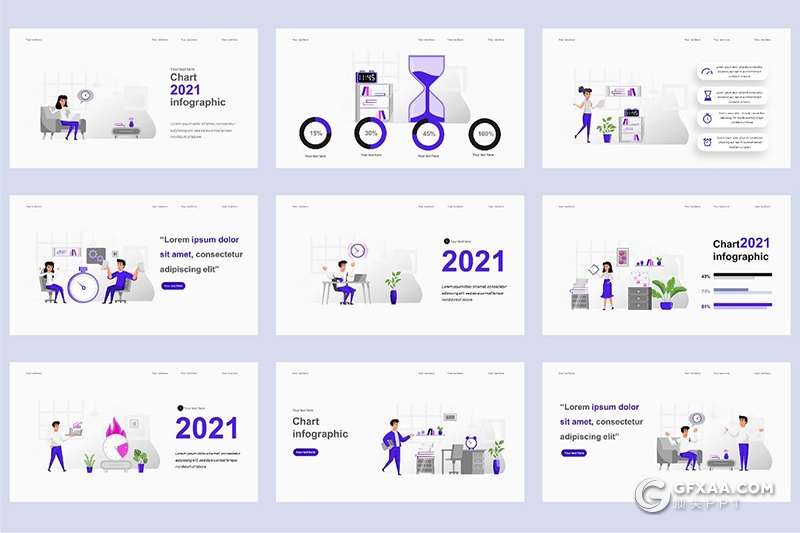 45页卡通商业插画ppt动画人物场景模板 - 顶尖PPT