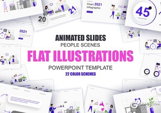 45页卡通商业插画ppt动画人物场景模板 - 顶尖PPT