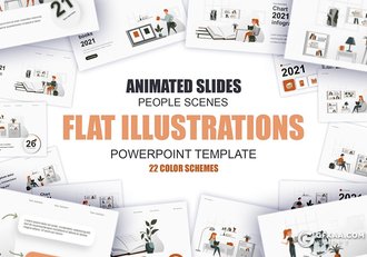 45页教育读书商业卡通人物概念插画PPT动画模板 - 顶尖PPT