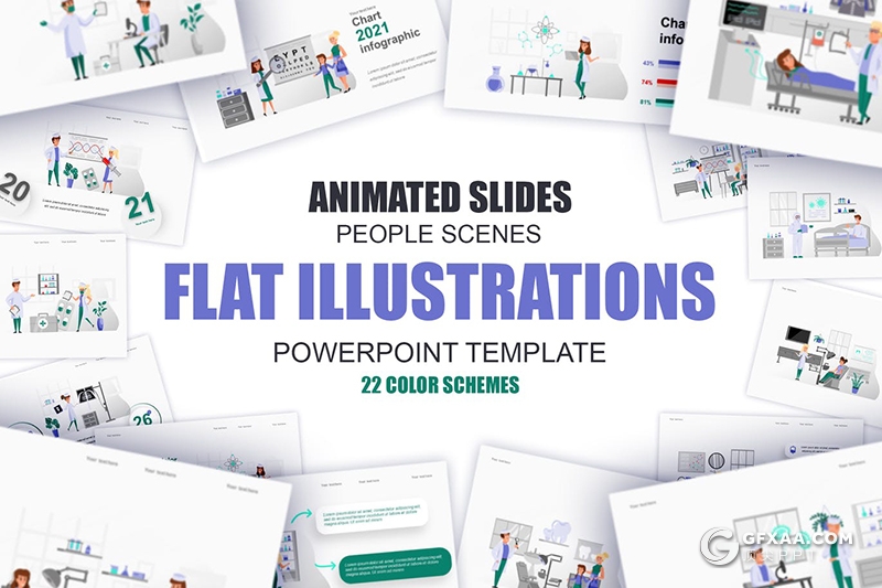45页医学医疗行业卡通插画PPT动画模板 - 顶尖PPT