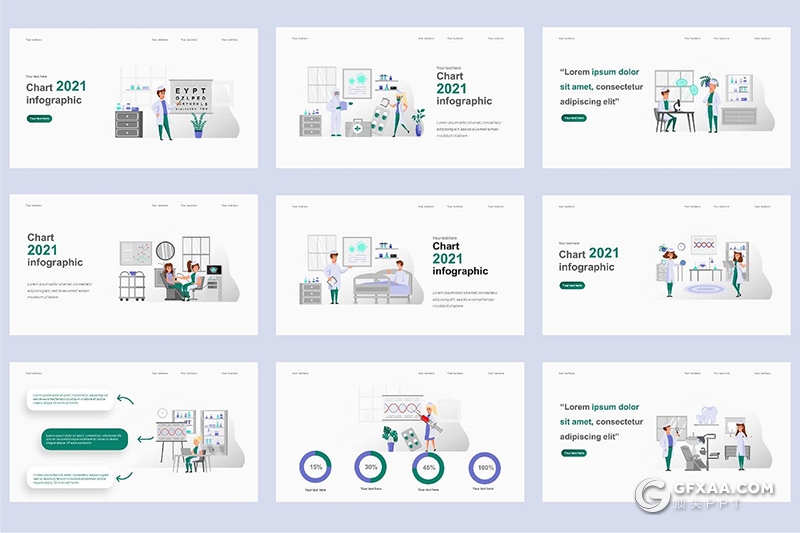 45页医学医疗行业卡通插画PPT动画模板 - 顶尖PPT