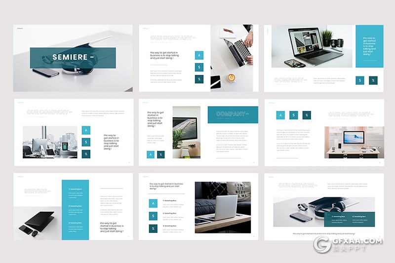30页扁平化商务数据统计工作总结Google slides模板 - 顶尖PPT
