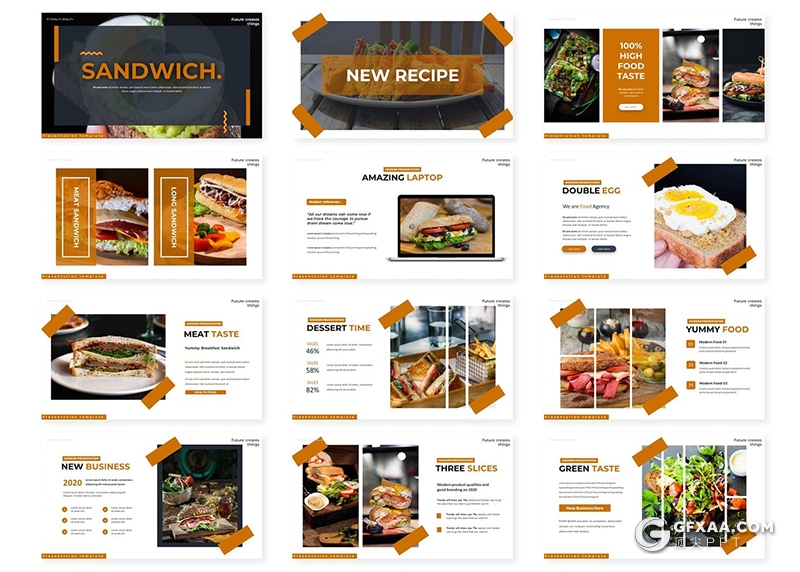 30页西式快餐汉堡美食介绍展示keynote模板 - 顶尖PPT