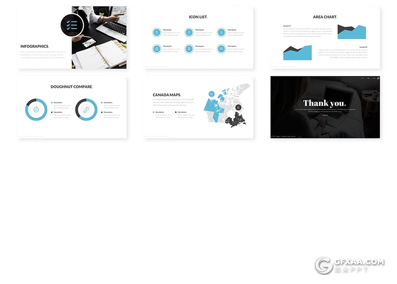 30页扁平化商业风格企业团队简介Google slides模板 - 顶尖PPT