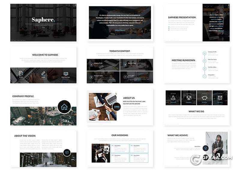 30页扁平化商业风格企业团队简介Google slides模板 - 顶尖PPT