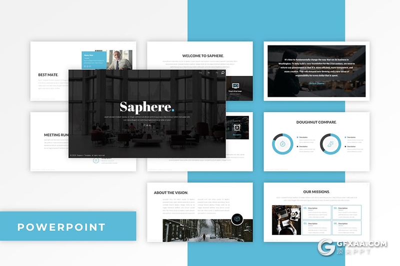 30页扁平化商业风格企业团队简介PPT模板 - 顶尖PPT