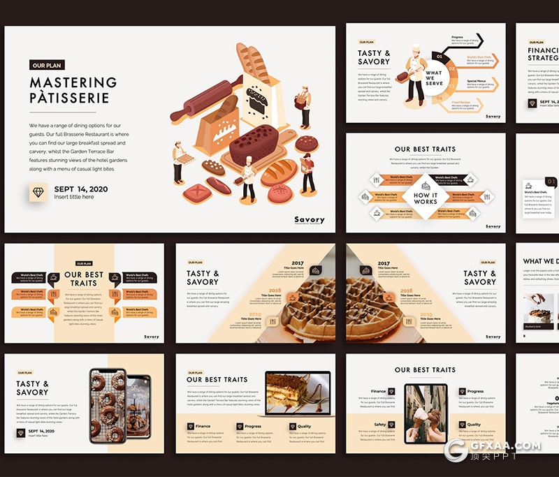 50页国外精美设计西式现代餐厅展示PPT模板 - 顶尖PPT