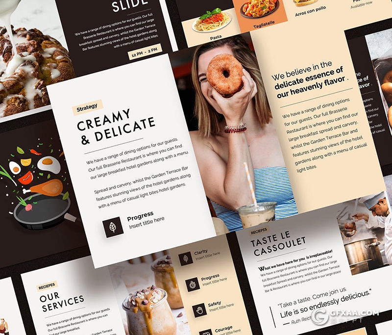 50页国外精美设计西式现代餐厅展示PPT模板 - 顶尖PPT