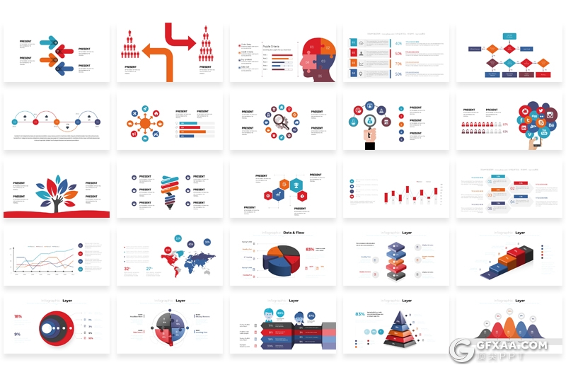 371页国外创意聚合数据图形各种地图信息图形大合集 - 顶尖PPT