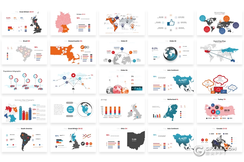 371页国外创意聚合数据图形各种地图信息图形大合集 - 顶尖PPT