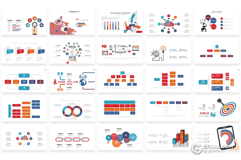 371页国外创意聚合数据图形各种地图信息图形大合集 - 顶尖PPT