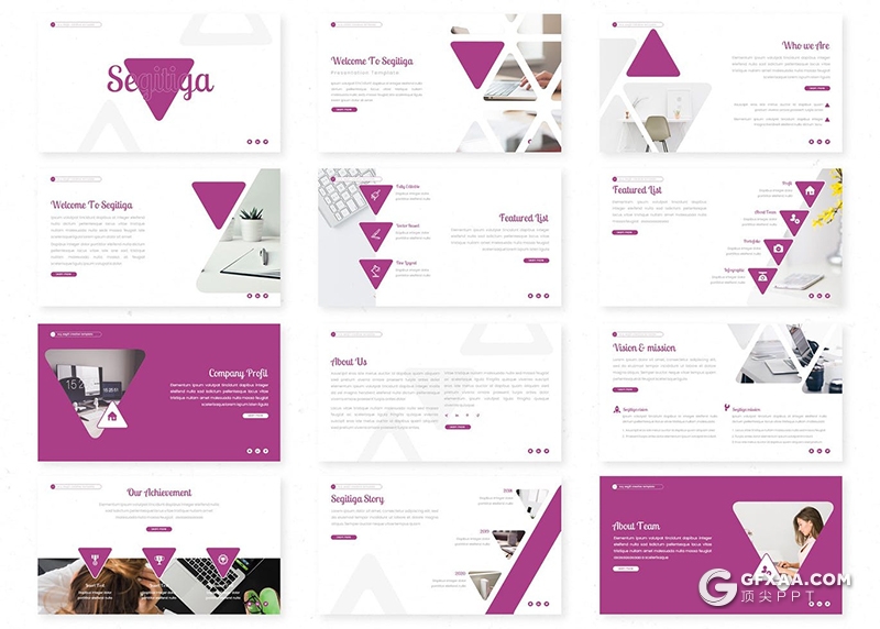 30页创意三角形版式设计商务风格PPT模板 - 顶尖PPT