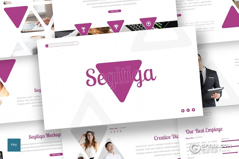 30页创意三角形版式设计商务风格keynote模板 - 顶尖PPT