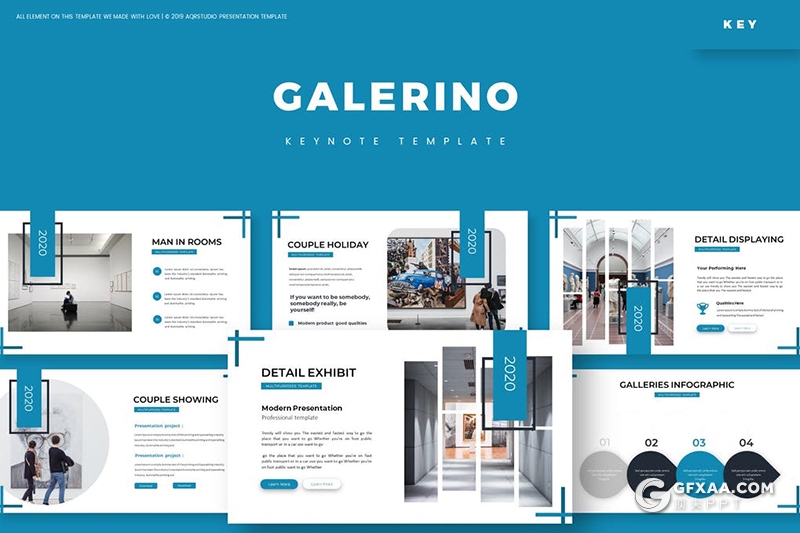 30页展厅布置大型艺术展示规划keynote模板5种配色 - 顶尖PPT