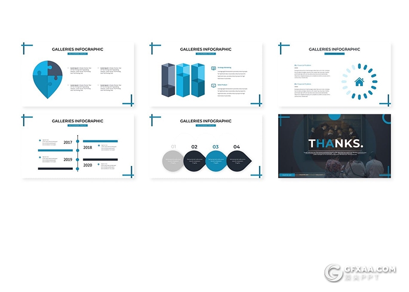 30页展厅布置大型艺术展示规划PPT模板5种配色 - 顶尖PPT