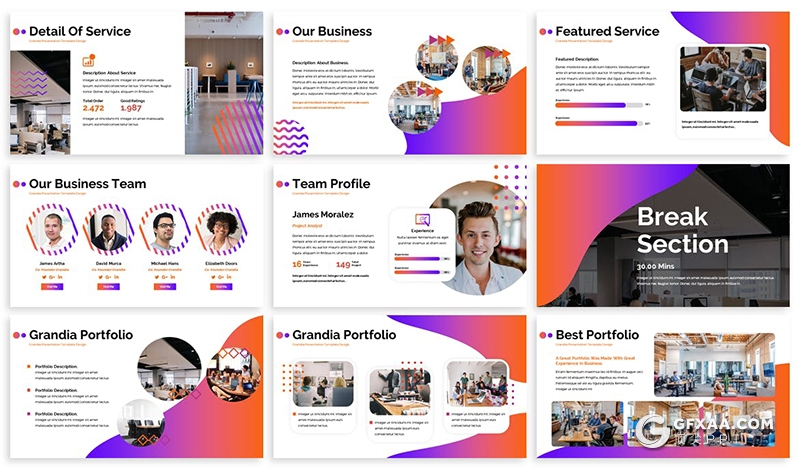 30创意时尚商务商业项目企业会议多用途渐变色PPT模板 - 顶尖PPT