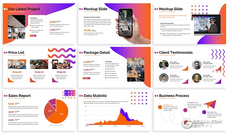 30创意时尚商务商业项目企业会议多用途渐变色PPT模板 - 顶尖PPT