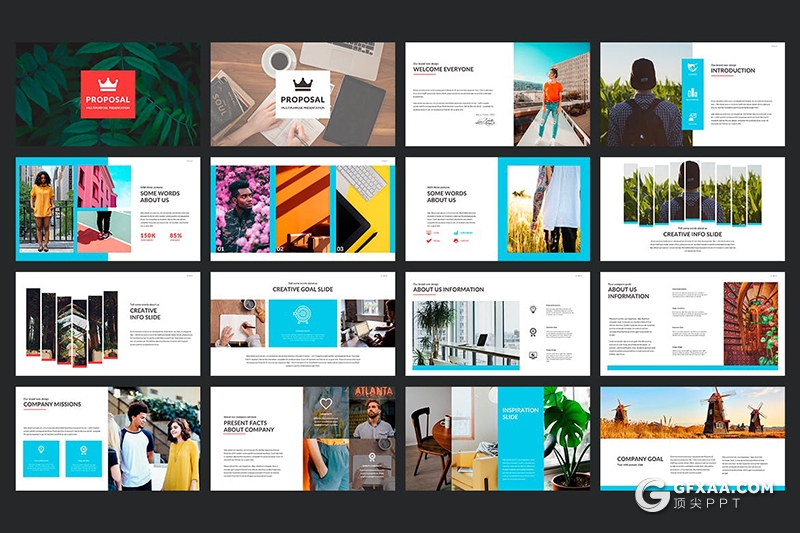 51页国外极简风格时尚主流PPT模板 赠送大量icon图标素材 - 顶尖PPT
