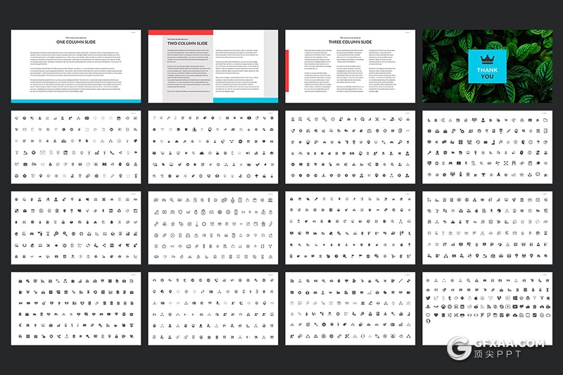51页国外极简风格时尚主流PPT模板 赠送大量icon图标素材 - 顶尖PPT