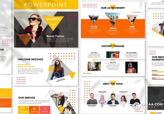 30页创意三角形时尚杂志风格PPT模板 - 顶尖PPT