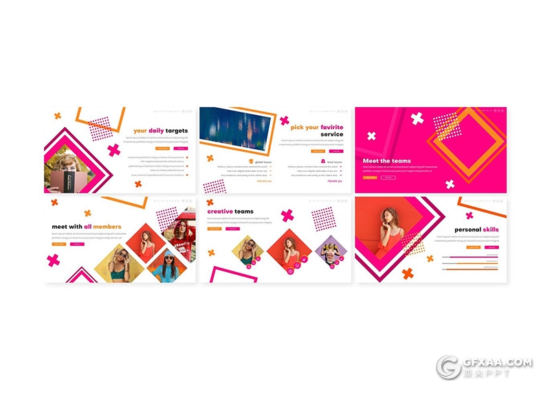 30页国外卡通风格时尚潮流keynote模板5种配色 - 顶尖PPT