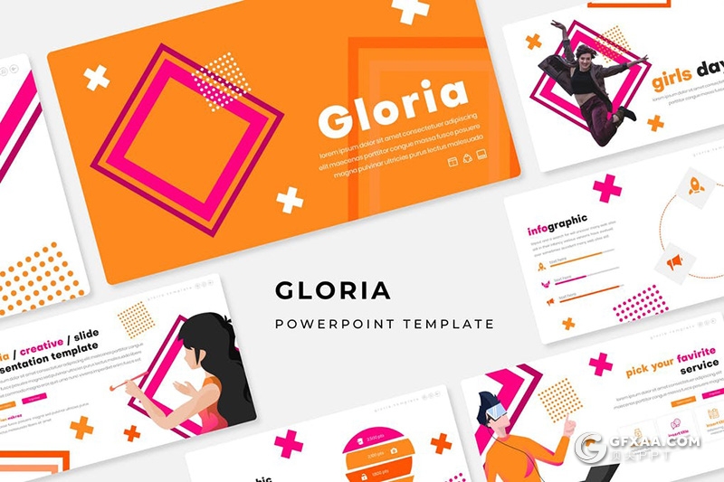 30页国外卡通风格时尚潮流PPT模板5种配色 - 顶尖PPT