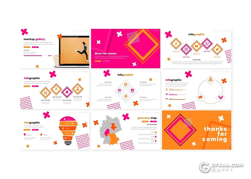 30页国外卡通风格时尚潮流keynote模板5种配色 - 顶尖PPT