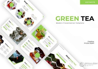 30页绿茶饮料产品市场分析keynote模板5种配色 - 顶尖PPT