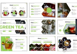 30页绿茶饮料产品市场分析Google slides模板5种配色 - 顶尖PPT
