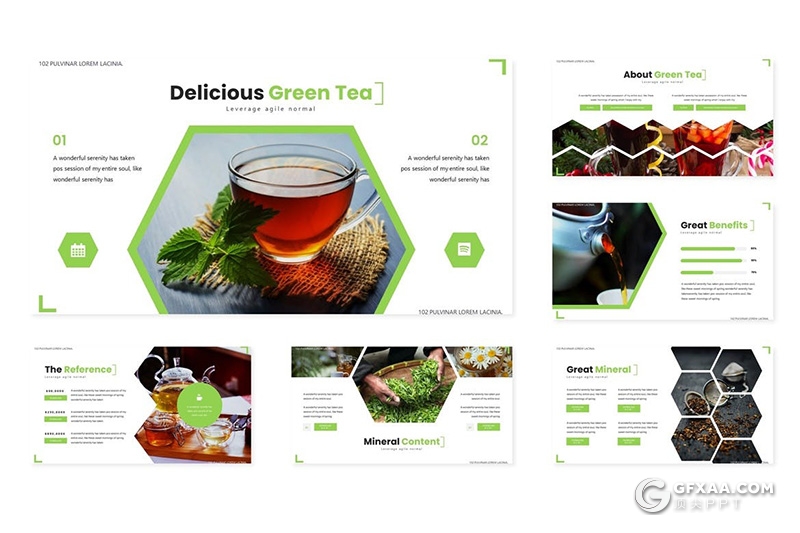 30页绿茶饮料产品市场分析PPT模板5种配色 - 顶尖PPT