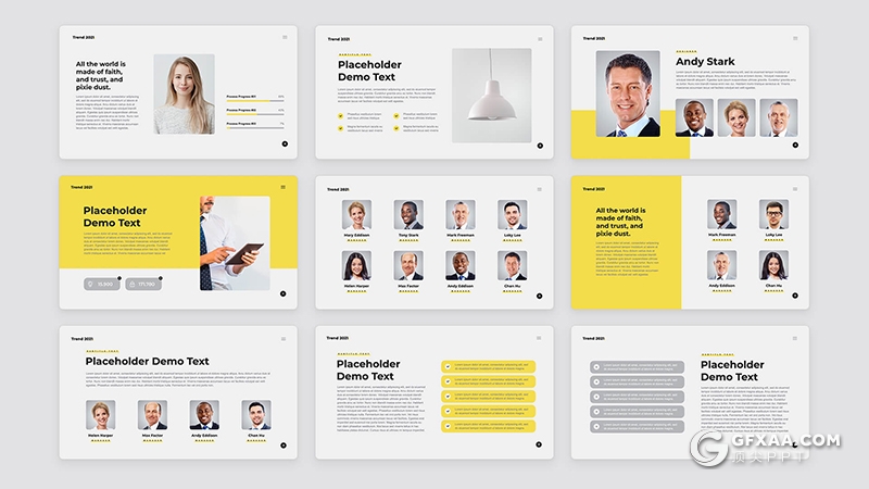 135页简约风格国外工作计划总结数据图形PPT模板 - 顶尖PPT